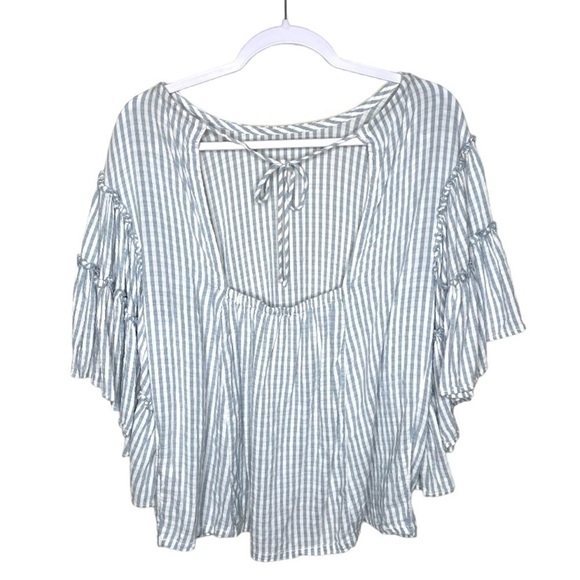 Anthropologie Pilcro Sybil Striped Ruffle Sleeve Top - Picture 6 of 14